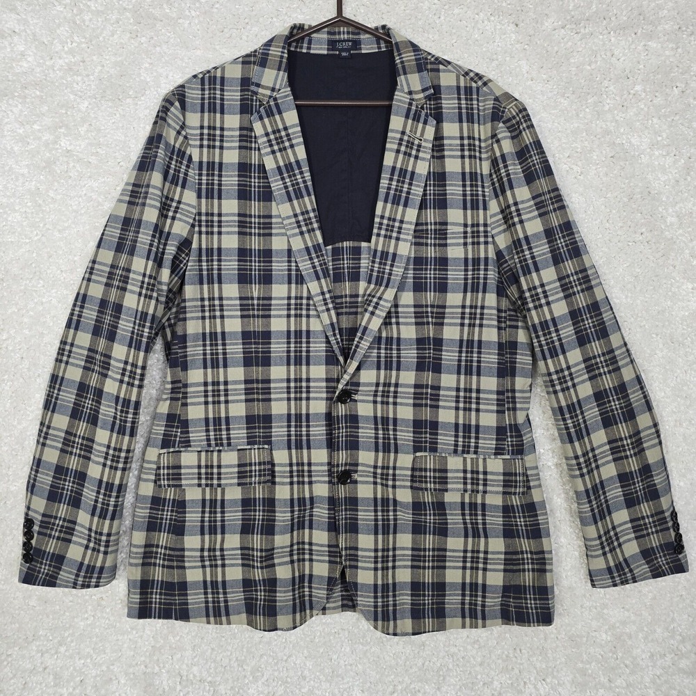J Crew Mens Ludlow Plaid Unstructured Blazer Jacket Size L‎ Business Classic